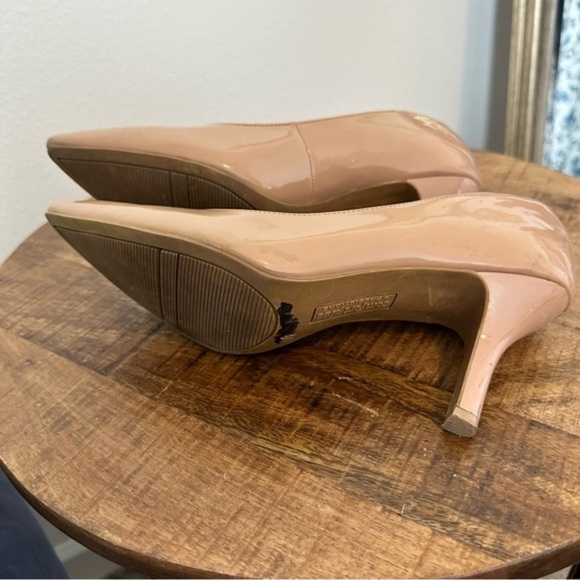 Comfort Plus by Predictions Janine Nude Patent Pointy Toe Heels - Picture 8 of 9